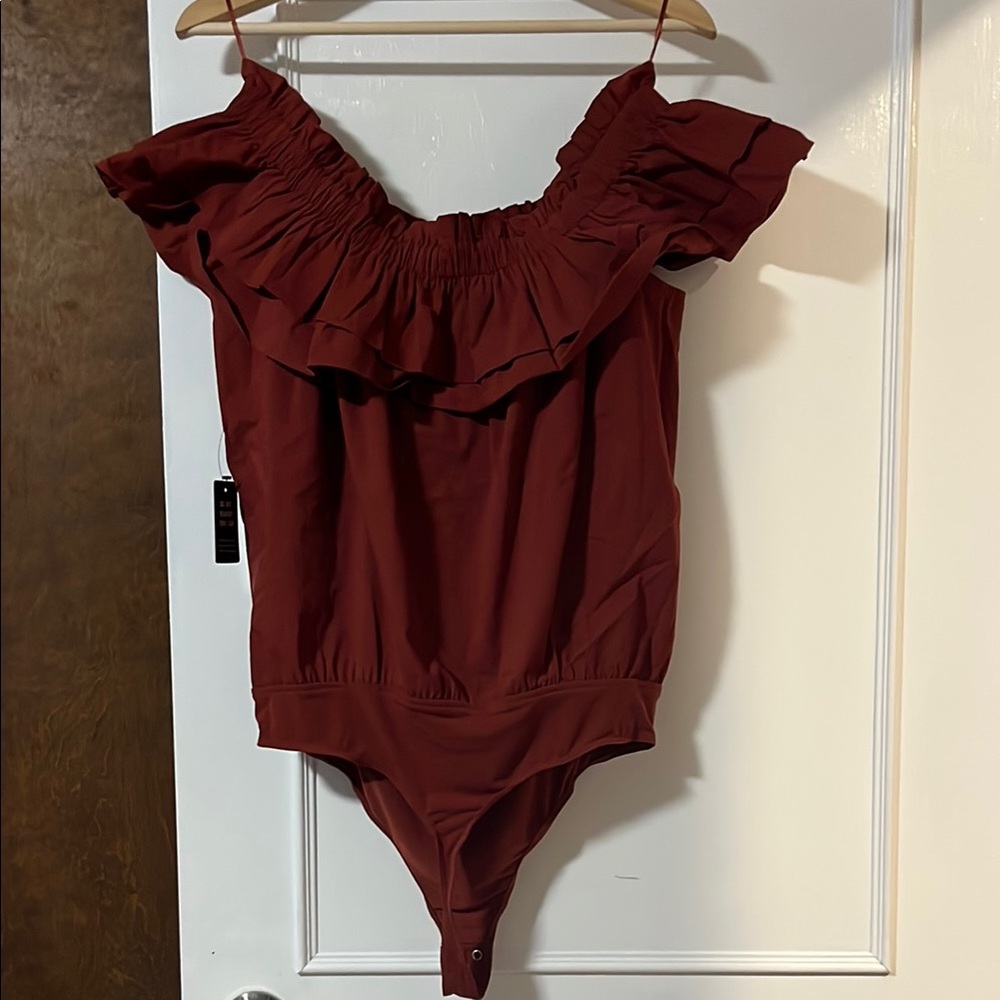 Chic Off-Shoulder Burgundy Bodysuit